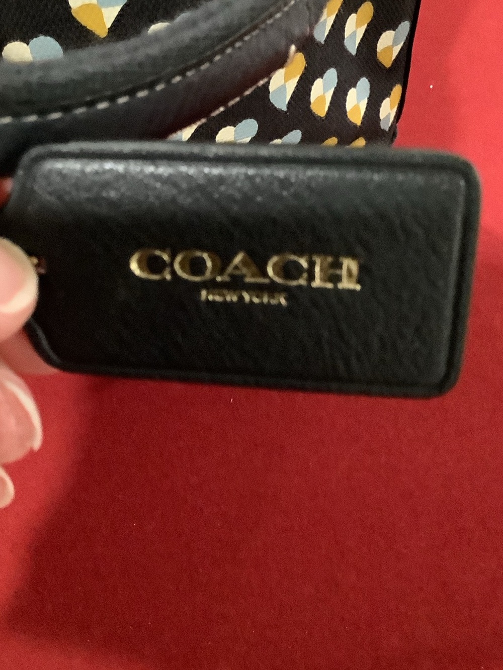 Coach Navy Heart-Print Tote with Gold and White Accents - Picture 2 of 7